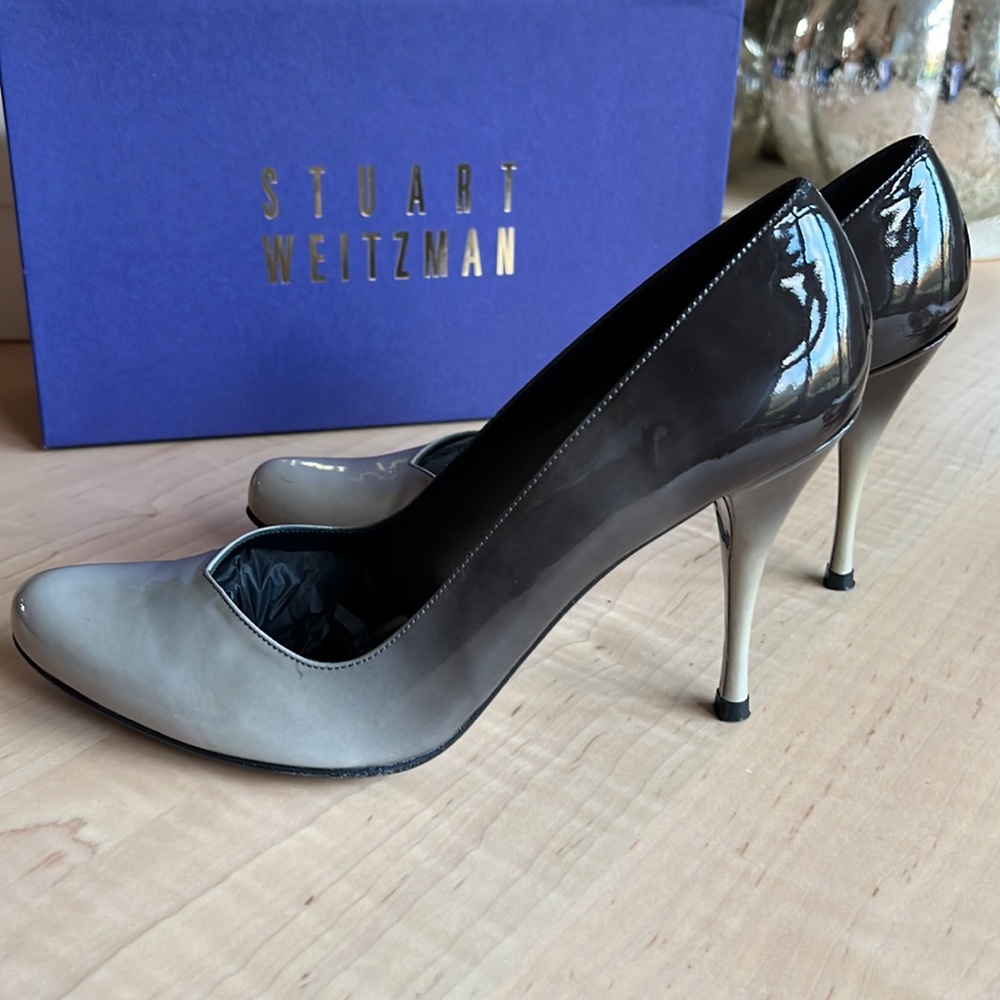 Stuart Weitzman Gray Ombre Patent Leather Pumps